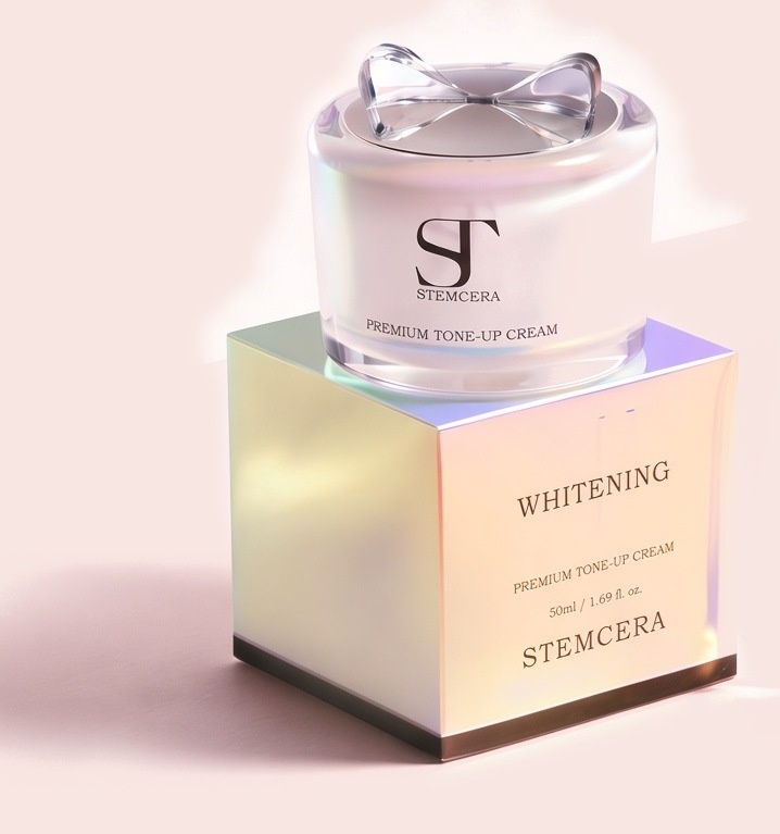 STEMCERA Premium Tone-Up Cream — jar on WHITENING box